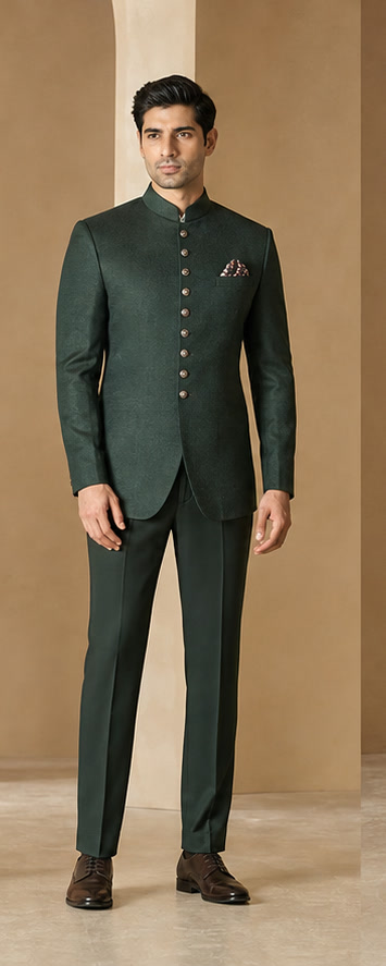 Forest green Jodhpuri suit